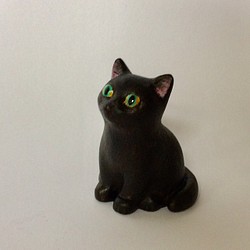 黒猫の置物 (手のひらサイズ) 1枚目の画像
