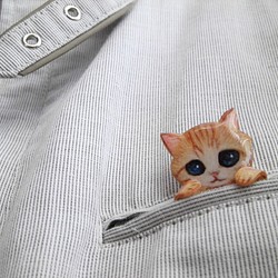 ポケット猫ブローチ　茶トラ猫　（レジン） 1枚目の画像
