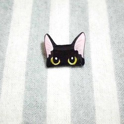 口袋貓胸針偷窺貓（黑貓） 第1張的照片