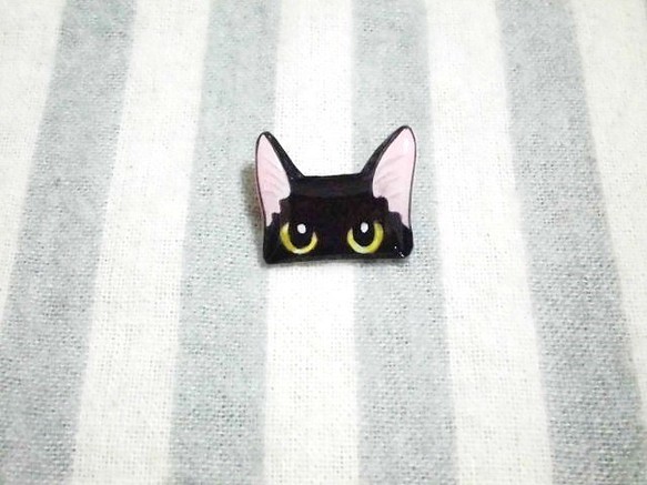 口袋貓胸針偷窺貓（黑貓） 第1張的照片