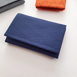 小さくて薄くて軽いお財布 Blue 青色 ブルー色 防水生地 X-PAC 三つ折り ミニマム シンプル カードケース 1枚目の画像