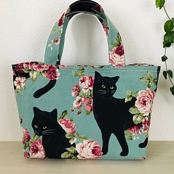 Creema猫の日」ハンドメイド 猫柄ミニトートバッグ トートバッグ だ