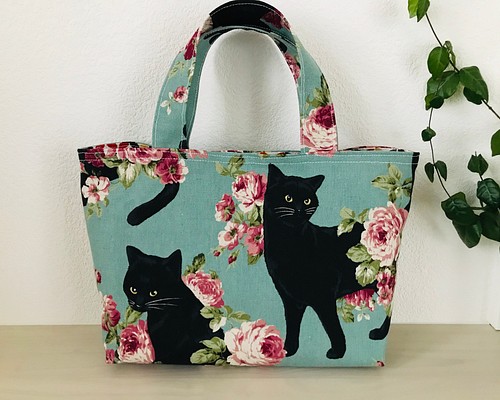 「#Creema猫の日」ハンドメイド　猫柄ミニトートバッグ