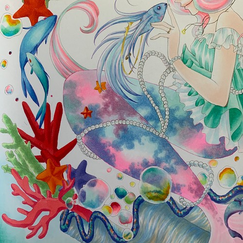 オリジナルイラスト 人魚姫 Little Marmaid イラスト Kanata 通販 Creema クリーマ ハンドメイド 手作り クラフト作品の販売サイト