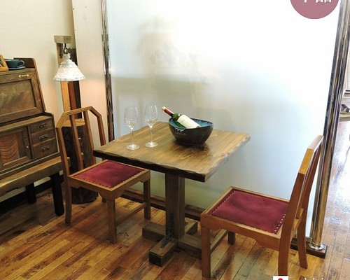 大正浪漫漂う和洋折衷デザインのカフェ風テーブル 単品 無垢古材 一本