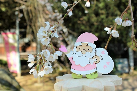 花咲かサンタ☆桜色のサンタがあなたのもとへ春と幸せをお届け☆季節限定 受注生産 1枚目の画像