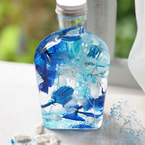 ハーバリウム:ブルーとティファニーのボトルセット