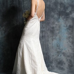 1点もの | コットンレース　フラワーモチーフ　マーメイド　ウェディングドレス　サンプルセール 1枚目の画像