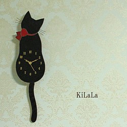 ネコ時計（黒猫） 1枚目の画像
