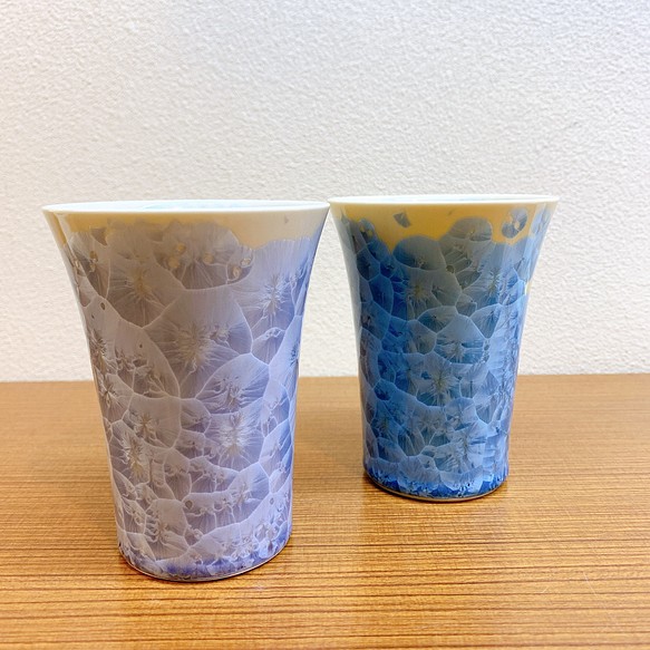 【特別セット価格】京焼・清水焼花結晶 フリーカップ(縹＋銀藤) 1枚目の画像