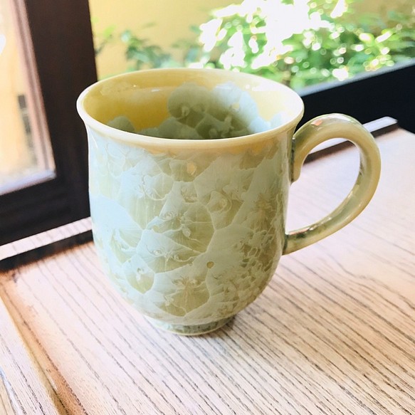 清水焼 花結晶 ふくりんマグカップ(黄色) 1枚目の画像