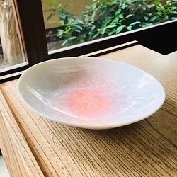 京焼・花結晶 ダエン鉢 中(ピンクグラデーション) 1枚目の画像
