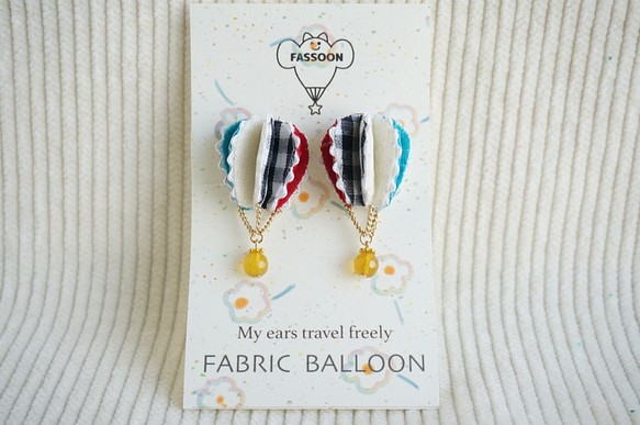 FABRIC BALLOON迷你耳環（半圓形） 第1張的照片