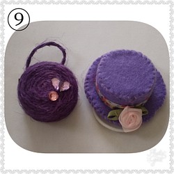 ⑨リカちゃん 帽子 ＆ バッグ セット 紫 1枚目の画像