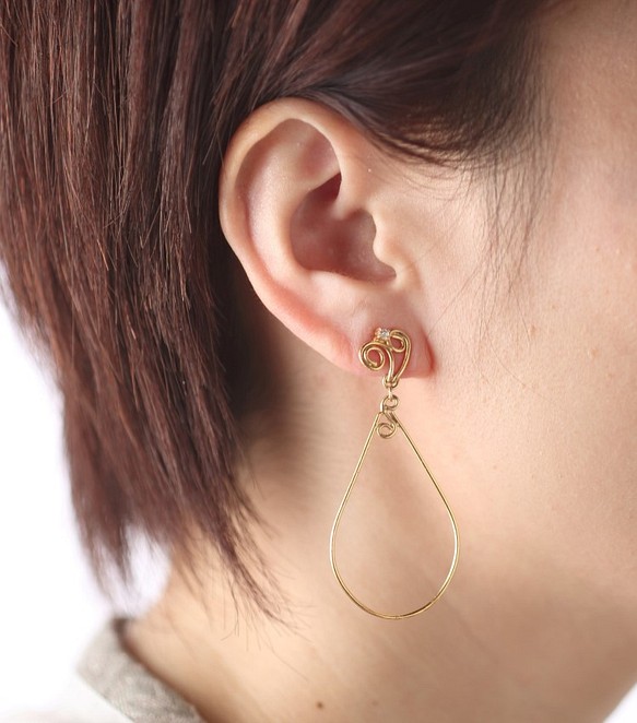 hoop(earput/K18 coating) 【受注生産】 イヤリング・ノンホールピアス