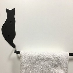 黒猫の 後姿のタオルハンガー (タオル掛け,新居,トイレ,洗面所,台所,玄関) 1枚目の画像