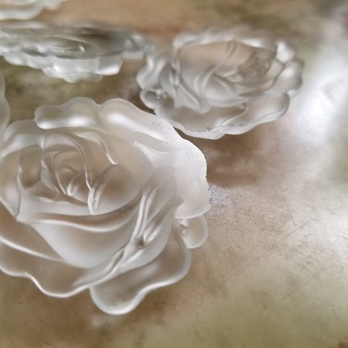 【アンティーク アールデコ ランプシェード 】フロストガラス　バラの花