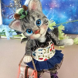 ギフト  メモリアル  プレゼント猫人形  アメショ－　アムロちゃん猫　羊毛フェルト猫　 1枚目の画像