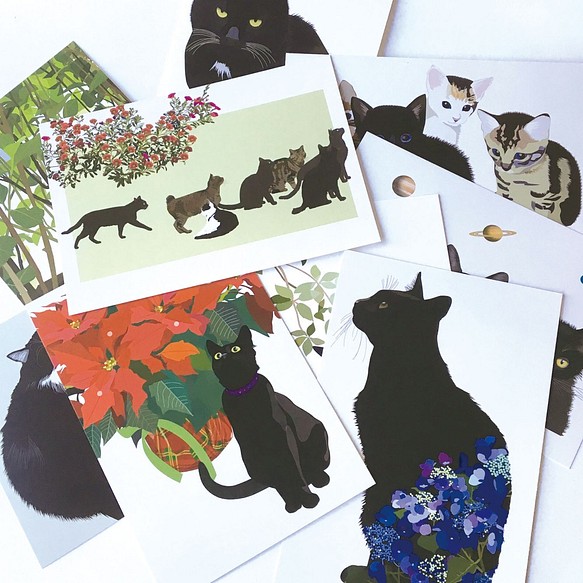 黒猫ポストカード10枚セット イラスト iwaimura 通販｜Creema(クリーマ)