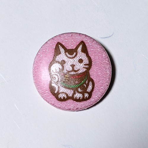 切り絵 くるみボタンブローチ 招き猫 ブローチ mimiねこ 通販｜Creema