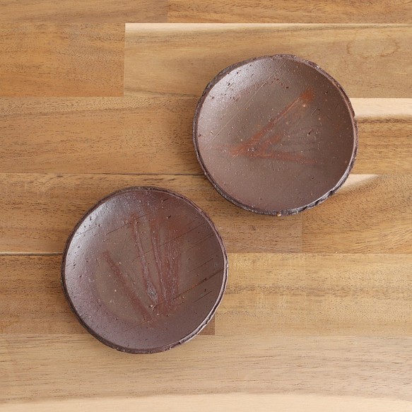 備前焼 96％以上節約 たたき豆皿 丸 2枚セット 陶器 プレート 皿 限定価格セール！