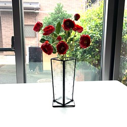レトロモダンなガラスの花入れ　花瓶　ステンドグラス 1枚目の画像
