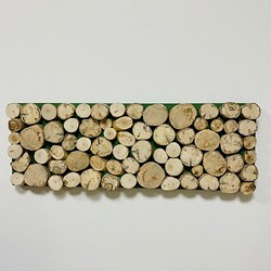 送料無料★断面美★流木の輪切りウッドアートパネル（グリーン） 1枚目の画像