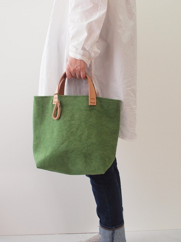 手染め帆布トートバッグＳサイズ■洋緑色■ 1枚目の画像