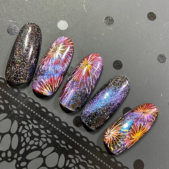 デザインアートシリーズ 花火ネイル ネイルチップ ネイルシール にじいろnails 通販 Creema クリーマ ハンドメイド 手作り クラフト作品の販売サイト