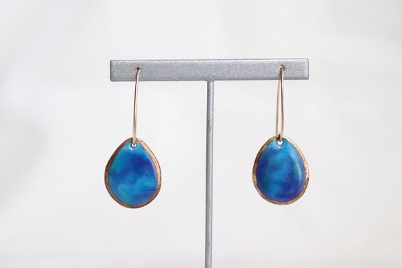 Wire Stone 最大44%OFFクーポン Earrings 七宝焼き deep blue 【数量は多】