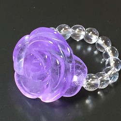 玫瑰雕刻大顆粒紫水晶戒指 第1張的照片