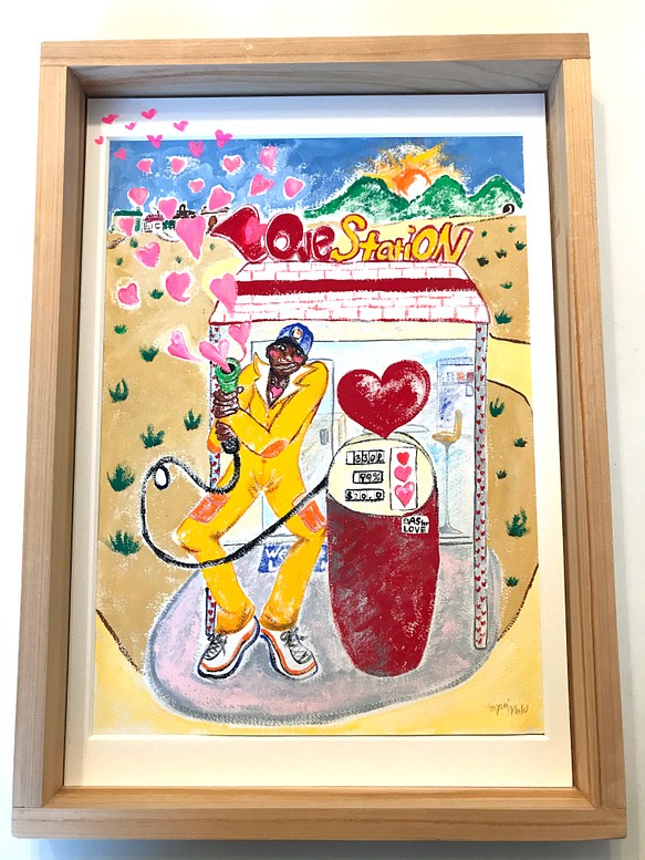 イラスト お部屋や子供部屋にも優しいパステル調な絵です Love Gas Station イラスト Sayulily122 通販 Creema クリーマ ハンドメイド 手作り クラフト作品の販売サイト