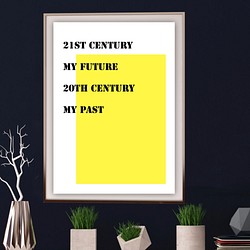 グラフィックデザインポスター 未来と過去 -世紀- /イエロー　アルファベット　ポップデザイン　アート 1枚目の画像