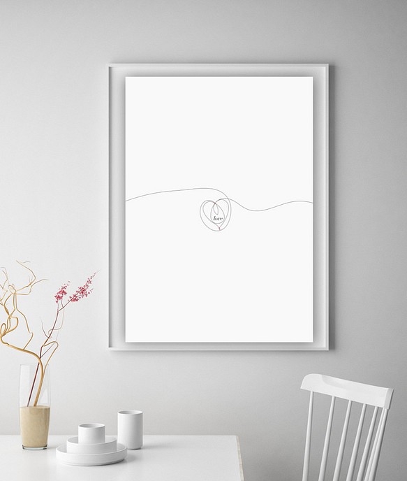 グラフィックデザインポスター love / 愛　ウエディング　ハート　シンプルデザイン　ラインアート 1枚目の画像