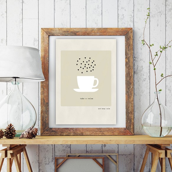 グラフィックデザインポスター take a relax /コーヒー　カフェ風　リラックス　北欧デザイン 1枚目の画像