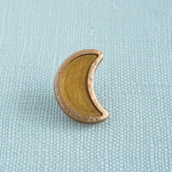 15mm　月のボタン　イエロー×ゴールド (2個)　フランス製 1枚目の画像
