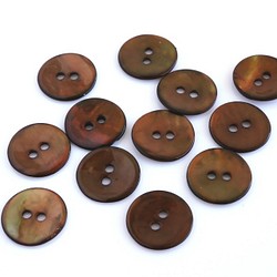 (3個) 12mm カラー貝ボタン ブラウン フランス製 ＊ 天然素材 シェルボタン　茶色 1枚目の画像
