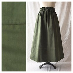 はきやすくてフレンドリーな裾切替スカート：85cm丈（起毛カツラギ：モスグリーン） 1枚目の画像