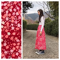 [日系圖案]梅花多層裙（紅色） 第1張的照片