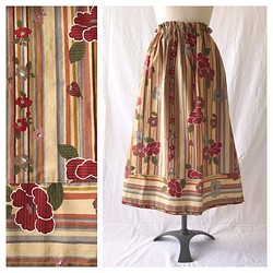 【和柄】はんなりと可愛い裾切替スカート：80cm丈（レンガ） 1枚目の画像