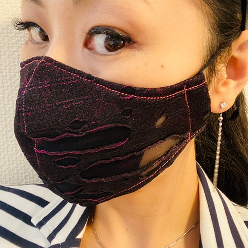 モード系 おしゃれ かっこいい 布マスク 立体マスク 大きめ フィルターポケット メンズマスク ラメピンク マスク Miki S Mask Shop 通販 Creema クリーマ ハンドメイド 手作り クラフト作品の販売サイト