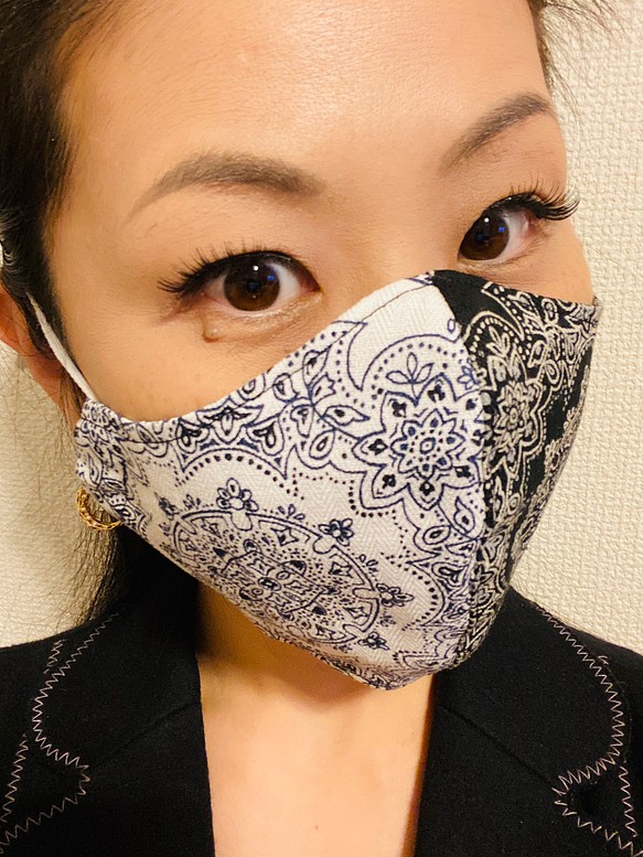 おしゃれマスク　バンダナ柄　大きめ　布マスク　フィルターポケット　立体マスク　メンズ　送料無料 1枚目の画像