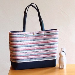 夏季法國色手工編織布手提袋（粉色） 第1張的照片