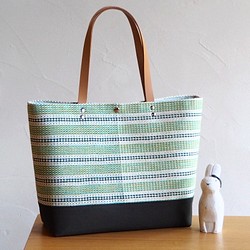 [SALE]果子露彩色手編織大號手提袋（綠色） 第1張的照片