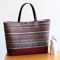 [特價]秋季混色手工編織布手提袋（棕色） 第1張的照片