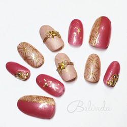 艶っとピンクの和モダンネイル ジェル ネイルチップ ネイルシール Belinda Nail 通販 Creema クリーマ ハンドメイド 手作り クラフト作品の販売サイト