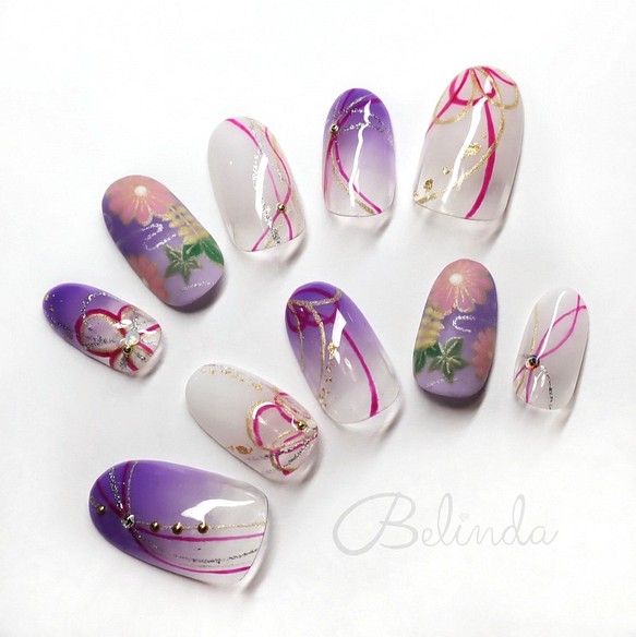 レトロモダンな水引ネイル ジェル ネイルチップ ネイルシール Belinda Nail 通販 Creema クリーマ ハンドメイド 手作り クラフト作品の販売サイト