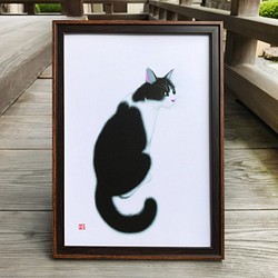 猫のポスター　A4サイズ　「見返り猫」 1枚目の画像
