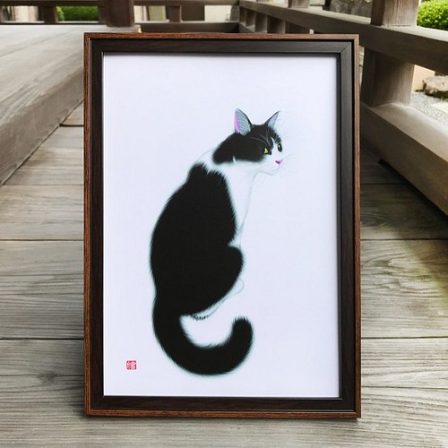猫のポスター A4サイズ 「見返り猫」 イラスト 千繪 通販｜Creema 