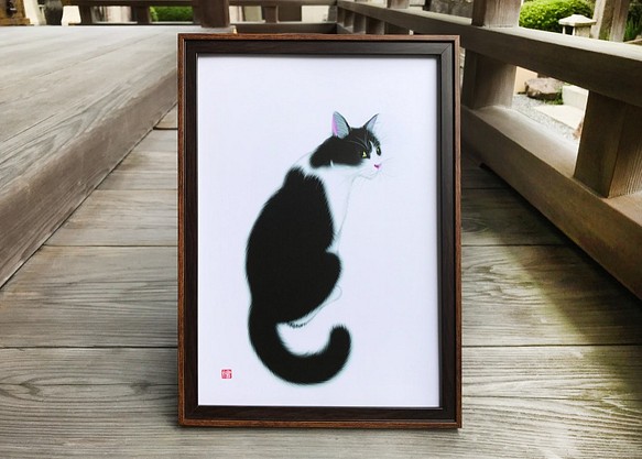 猫のポスター　A4サイズ　「見返り猫」 1枚目の画像